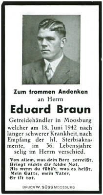 Sterbebildchen Eduard Braun *1906 1942