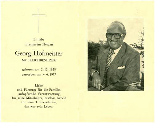 Sterbebildchen Georg Hofmeister, *02.12.1920 †04.06.1977