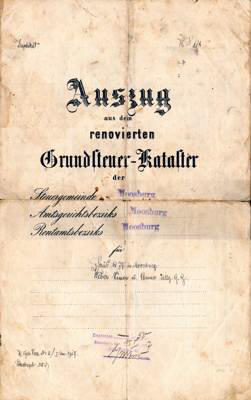 1917 - Auszug aus dem Grundsteuer-Kataster Simon Weber