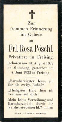Sterbebildchen Rosa Pschl, *1877 †1935