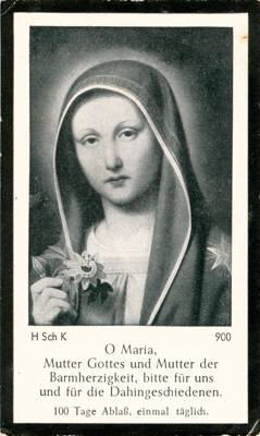 Sterbebildchen Therese Betz, *1878 †1949