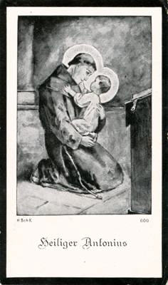 Sterbebildchen Anna Bauer, *1894 †1954