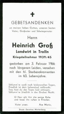 Sterbebildchen Heinrich Gro, *1903 †1966