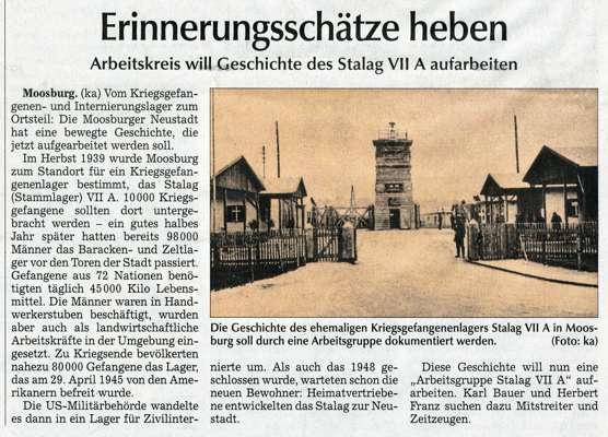 Arbeitsgruppe Stalag VIIA ins Leben gerufen, aus der MZ vom 14.07.2012