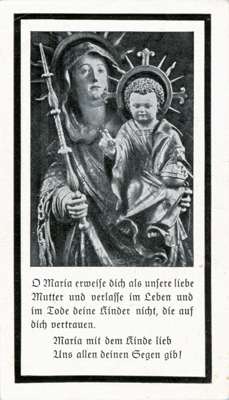 Sterbebildchen Katharina Eicher, *1888 †1943