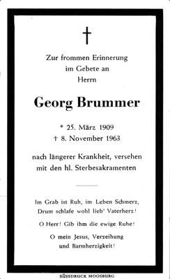 Sterbebildchen Georg Brummer, *1909 †1963