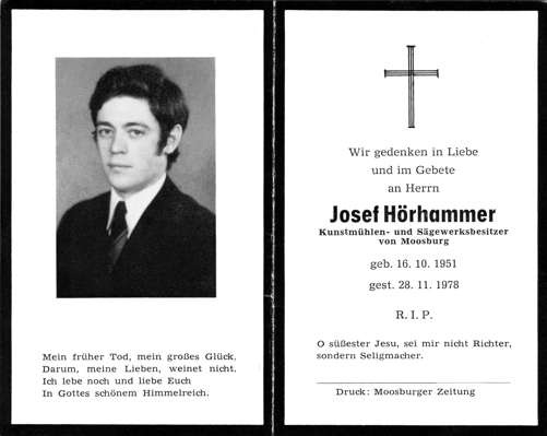 Sterbebildchen Josef Hrhammer, *1951 †1978