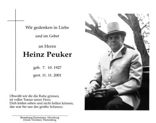 Sterbebildchen Heinz Peuker, *1927 †2001