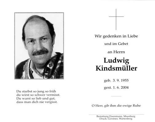 Sterbebildchen Ludwig Kindsmller, *1955 †2004