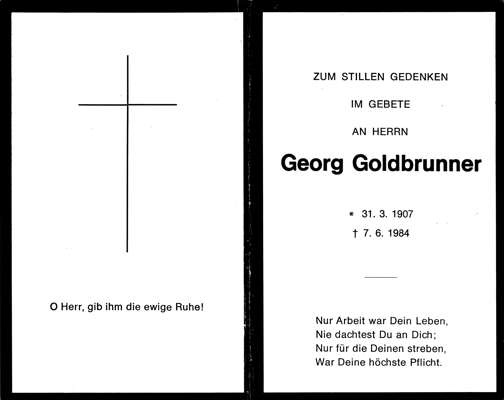 Sterbebildchen Georg Goldbrunner, *1907 †1984