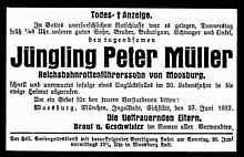 Todesanzeige Peter M�ller