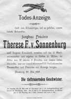 Todesanzeige Therese Falkner von Sonnenburg *1871 †1898