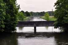 Blick von der Brcke Stadtbadstrasse zur Brcke des Mhlbachs ber den Kanal