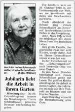 MZ zum 80. Geburtstag von Ursula Schmidbauer, *1916 †2005
