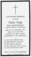 Sterbebildchen Franz Vogt, *1871 †1960