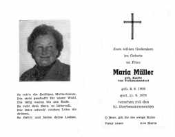 Sterbebildchen Maria Mller, *1906 †1978