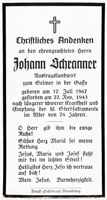 Sterbebildchen Johann Schranner, *1867 †1943