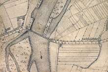 Isarbr�cke - Ausschnitt Stadtplan um 1850