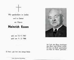 Sterbebildchen Heinrich Essen, *1907 †1984