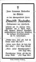 Sterbebildchen Benedikt Neudecker 1933