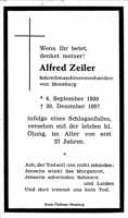 Sterbebildchen Alfred Zeiler, 1957