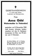 Sterbebildchen Anna Gbl, *1890 †1965