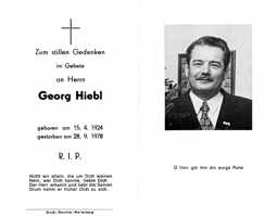 Sterbebildchen Georg Hiebl, *1924 †1978