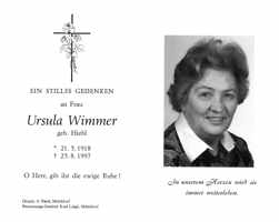 Sterbebildchen Ursula Wimmer, *1918 †1997