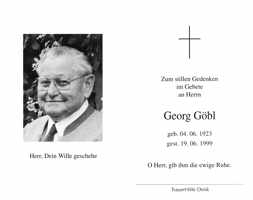 Sterbebildchen Georg Göbl, *1923 †1999