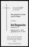 Sterbebildchen Karl Bergmeister *1894 †1969
