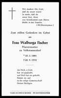 Sterbebildchen Walburga Fischer *1881 †1970