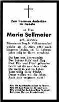 Sterbebildchen Maria Sellmaier, *1873 †1945