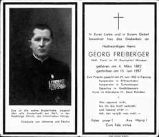 Sterbebildchen HH Georg Freiberger, *1892 †1957