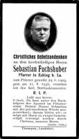 Sterbebildchen HH Sebastian Fuchshuber, †1936