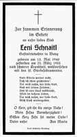 Sterbebildchen Leni Schnaitl, *1940 †1955
