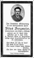 Sterbebildchen Vitus Bergmeier, *1900 †1928