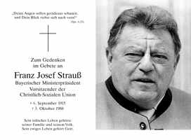 Sterbebildchen Franz Josef Strau, *1915 †1988