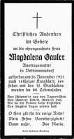 Sterbebildchen Magdalena Gauler, *1871 †1951