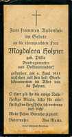 Sterbebildchen Magdalena Holzner, *1865 †1951