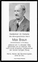 Sterbebildchen Max Braun, *1886 †1959