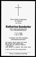 Sterbebildchen Katharina Gandorfer, *1893 †1976