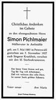 Sterbebildchen Simon Pichlmaier, *1885 †1957