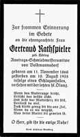 Sterbebildchen Getraud Rathspieler, *1868 †1955