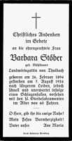 Sterbebildchen Barbara Stber, *1894 †1954