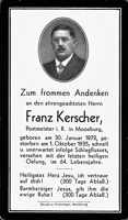 Sterbebildchen Franz Kerscher, *1872 †1935