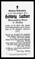 Sterbebildchen Hedwig Lackner, *1862 †1931