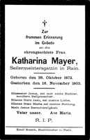 Sterbebildchen Katharina Mayer *1872 †1903
