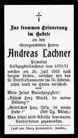 Sterbebildchen Andreas Lachner *1847 †1923