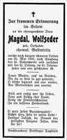 Sterbebildchen Magdalena Wolfseder, *1871 †1932