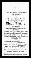 Sterbebildchen Maria Illinger *1862 ‡1923